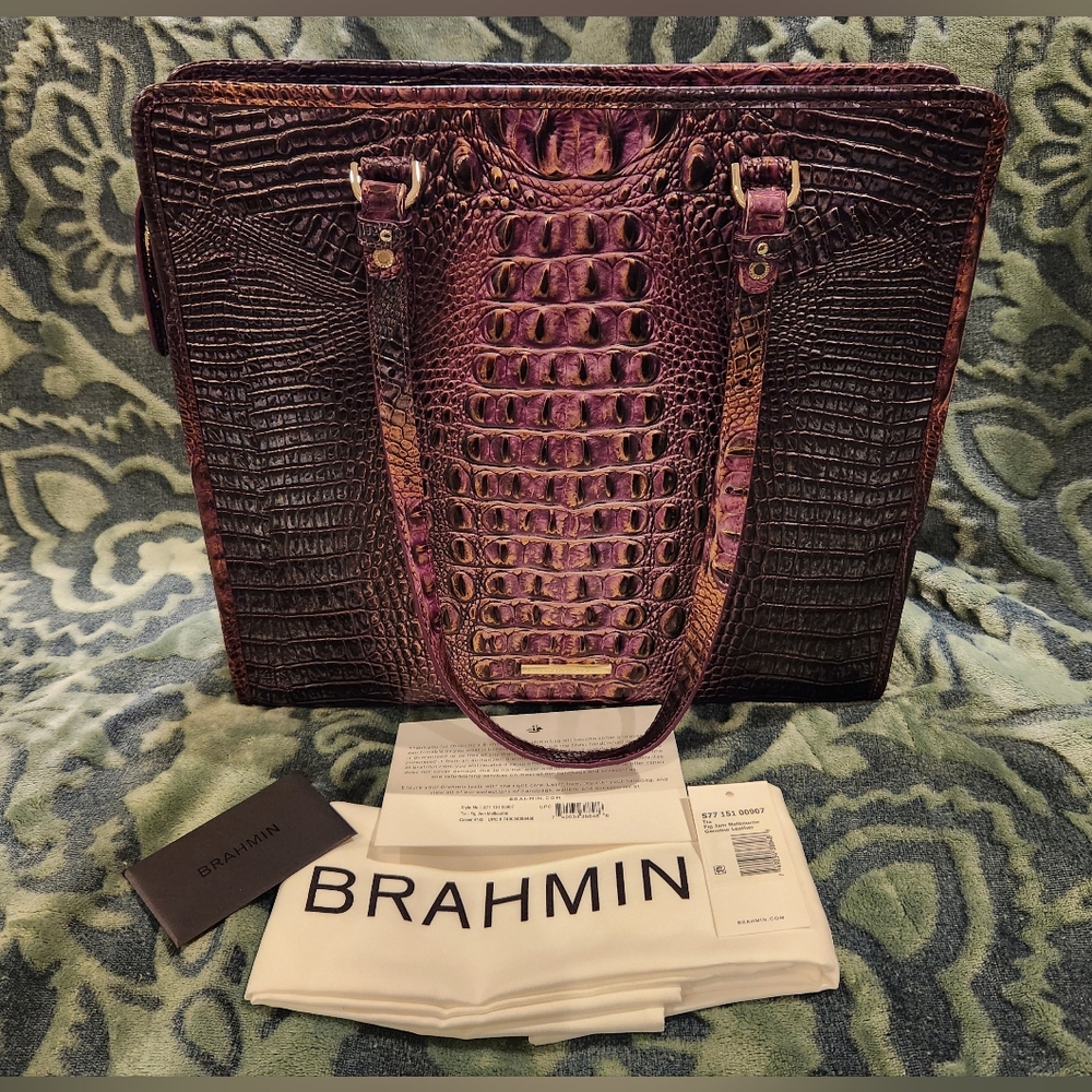 Brahmin Tia Fig Jam Melbourne Tote, NWOT